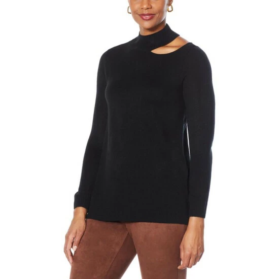 Best deal 👍 Colleen Lopez Collection Colleen Lopez Cutout Mock Neck Sweater Lapis Blue ✨ - Image 4