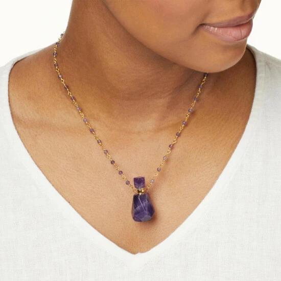 Promo π Colleen Lopez Collection Colleen Lopez Gemstone Perfume Bottle Necklace Pink Quartzite π - Image 2