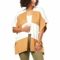 Top 10 🔥 Colleen Lopez Collection Colleen Lopez Open Front Striped Poncho Dusty Rose/dark Wine 😍