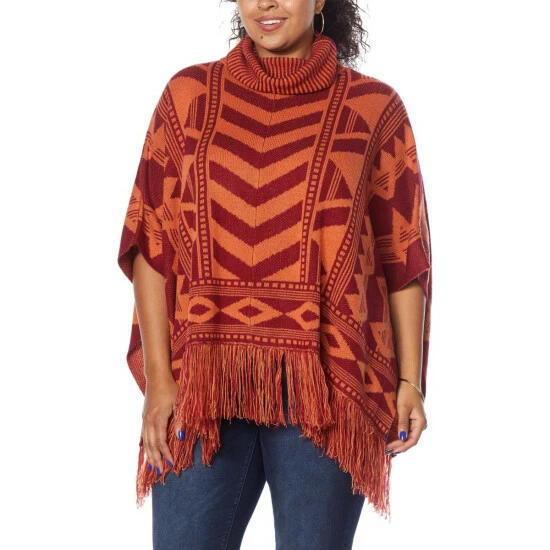 Buy π― Colleen Lopez Collection Colleen Lopez Turtleneck Poncho Sweater Burgundy π - Image 2