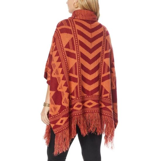Buy π― Colleen Lopez Collection Colleen Lopez Turtleneck Poncho Sweater Burgundy π - Image 3