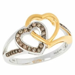 Promo ✨ Colleen Lopez Collection Colleen Lopez 1/6ctw Diamond Interlocking Heart 2-Tone Ring White Diamond ✔️