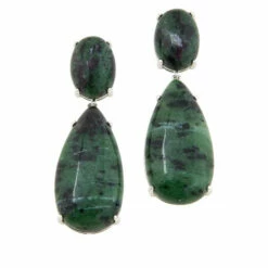 Best Pirce 😍 Colleen Lopez Collection Colleen Lopez Exotic Opaque Gemstone Pear Drop Earrings Green Zoisite 👏