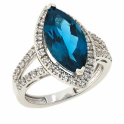 Budget 🛒 Colleen Lopez Collection Colleen Lopez Marquise London Blue Topaz And White Zircon Ring 🎁