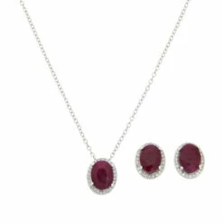 Top 10 ๐ Colleen Lopez Collection Colleen Lopez Oval Ruby And White Zircon Pendant And Earring Set ๐ฏ