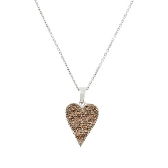 Budget โญ Colleen Lopez Collection Colleen Lopez 1/2ctw Pavรฉ Diamond Heart Sterling Silver Necklace Champagne Diamond ๐ - Image 3