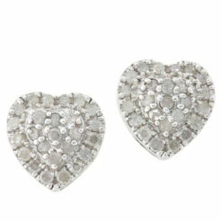 Cheap ⌛ Colleen Lopez Collection Colleen Lopez Sterling Silver Diamond Halo Heart Stud Earrings White Diamond ✔️