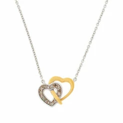 Best Pirce 😀 Colleen Lopez Collection Colleen Lopez 1/6ctw Diamond Interlocking Heart 2-Tone Necklace White Diamond 🌟