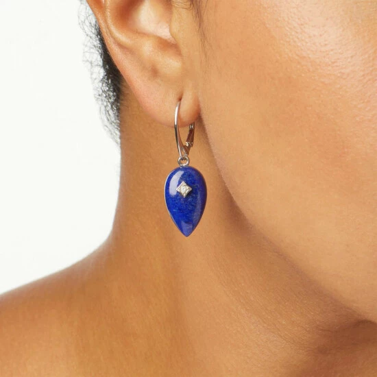 Wholesale 😀 Colleen Lopez Collection Colleen Lopez Pear-Shaped Gemstone And White Zircon Drop Earrings Lapis 💯 - Image 2