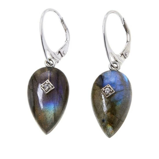 Wholesale 😀 Colleen Lopez Collection Colleen Lopez Pear-Shaped Gemstone And White Zircon Drop Earrings Lapis 💯 - Image 3