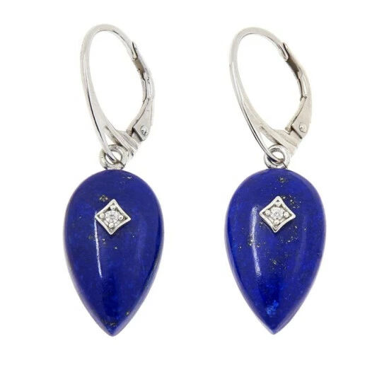 Wholesale 😀 Colleen Lopez Collection Colleen Lopez Pear-Shaped Gemstone And White Zircon Drop Earrings Lapis 💯 - Image 4