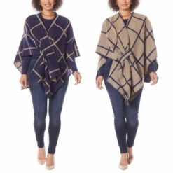 New โ๏ธ Colleen Lopez Collection Colleen Lopez Reversible Wrap Front Shawl Ice Gray ๐งจ