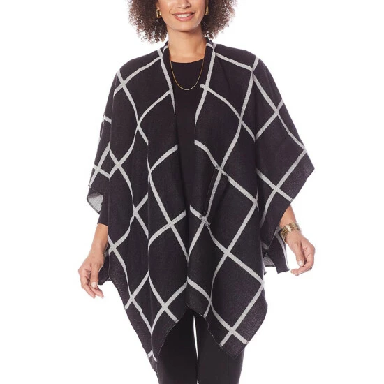 New โ๏ธ Colleen Lopez Collection Colleen Lopez Reversible Wrap Front Shawl Ice Gray ๐งจ - Image 2