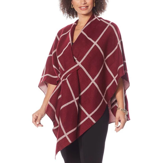 New โ๏ธ Colleen Lopez Collection Colleen Lopez Reversible Wrap Front Shawl Ice Gray ๐งจ - Image 3
