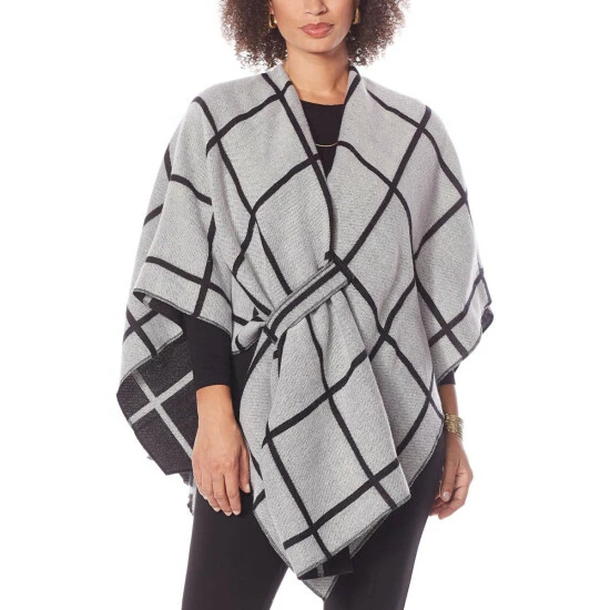 New โ๏ธ Colleen Lopez Collection Colleen Lopez Reversible Wrap Front Shawl Ice Gray ๐งจ - Image 4