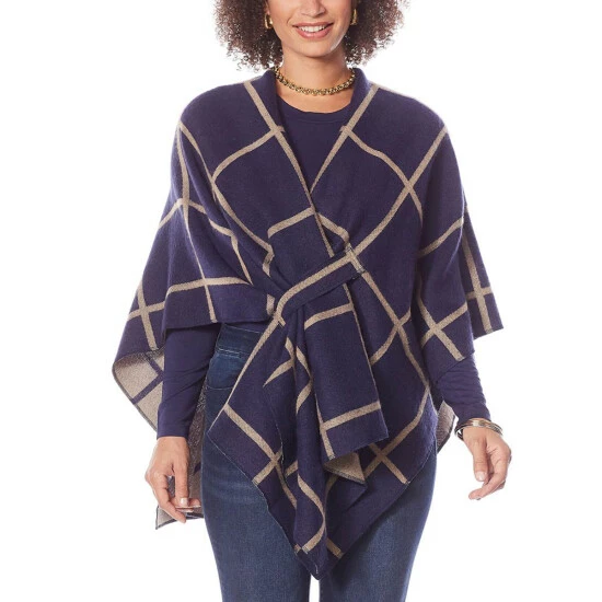 New โ๏ธ Colleen Lopez Collection Colleen Lopez Reversible Wrap Front Shawl Ice Gray ๐งจ - Image 5