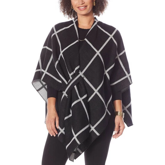 New โ๏ธ Colleen Lopez Collection Colleen Lopez Reversible Wrap Front Shawl Ice Gray ๐งจ - Image 6