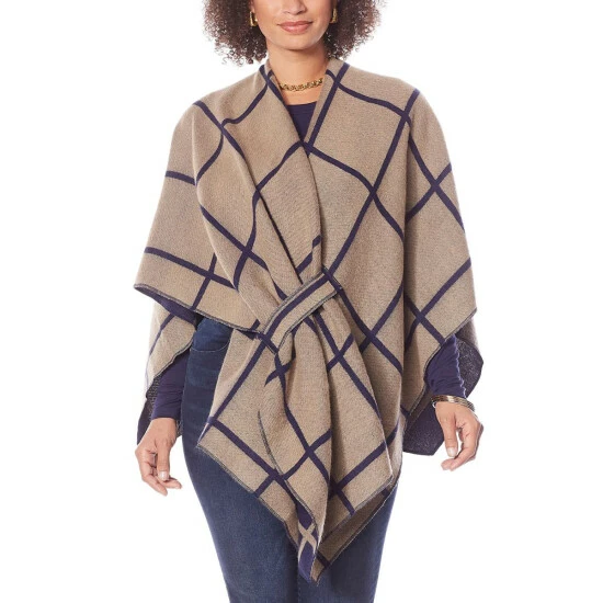 New โ๏ธ Colleen Lopez Collection Colleen Lopez Reversible Wrap Front Shawl Ice Gray ๐งจ - Image 7