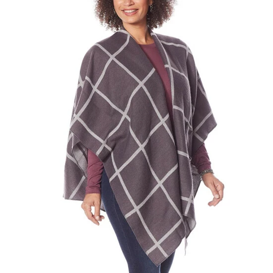New โ๏ธ Colleen Lopez Collection Colleen Lopez Reversible Wrap Front Shawl Ice Gray ๐งจ - Image 10