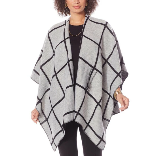 New โ๏ธ Colleen Lopez Collection Colleen Lopez Reversible Wrap Front Shawl Ice Gray ๐งจ - Image 13