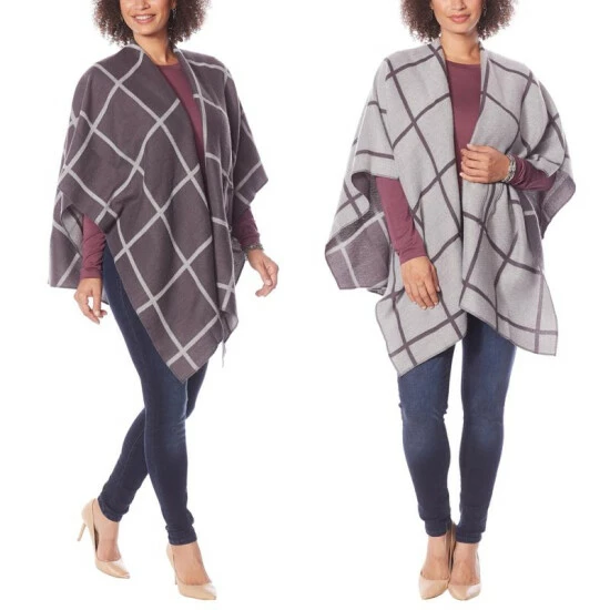 New โ๏ธ Colleen Lopez Collection Colleen Lopez Reversible Wrap Front Shawl Ice Gray ๐งจ - Image 14
