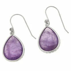 Promo ✨ Colleen Lopez Collection Colleen Lopez Sterling Silver Pear-Shaped Gemstone Drop Earrings Rock Quartz 🔥