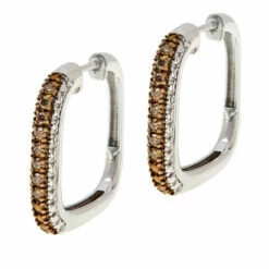 Best Sale 🤩 Colleen Lopez Collection Colleen Lopez .30ctw Colored Diamond Square Hoop Earrings Champagne Diamond 😍