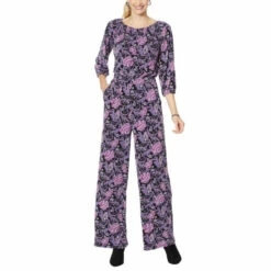 Flash Sale 👏 Colleen Lopez Collection Colleen Lopez Convertible Off-the-Shoulder Jumpsuit Black Floral ✔️