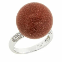 Best Pirce 🎁 Colleen Lopez Collection Colleen Lopez Gemstone Ball And White Zircon Sterling Silver Ring Carnelian ⭐