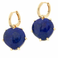 Deals ⭐ Colleen Lopez Collection Colleen Lopez Huggie Hoop Earrings With Gemstone Heart Charm Lapis 🔔