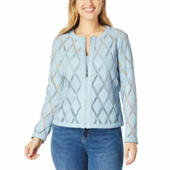 Cheapest 👍 Colleen Lopez Collection Colleen Lopez Faux Leather And Mesh Diamond Jacket Black ⌛