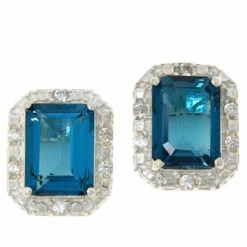 New 🌟 Colleen Lopez Collection Colleen Lopez London Blue Topaz And White Zircon Stud Earrings 🥰