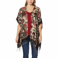 Brand new ๐ Colleen Lopez Collection Colleen Lopez Reversible Jacquard Ruana Peacock ๐