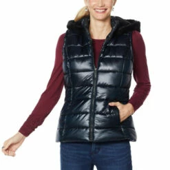 Deals 🥰 Colleen Lopez Collection Colleen Lopez Puffer Vest With Detachable Hood Black 🛒