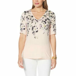 Deals 🌟 Colleen Lopez Collection Colleen Lopez Placement Print Tunic Pale Rose 🤩