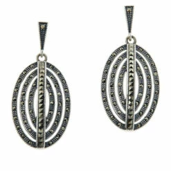Cheapest 🎁 Colleen Lopez Collection Colleen Lopez Sterling Silver Marcasite Oval Drop Earrings Marcasite Color 🥰