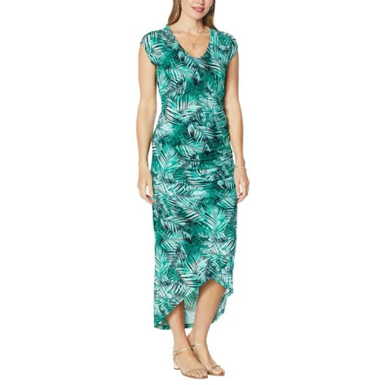 Best reviews of โค๏ธ Colleen Lopez Collection Colleen Lopez Shirred Maxi ๐ Dress Green Palm ๐งจ - Image 6