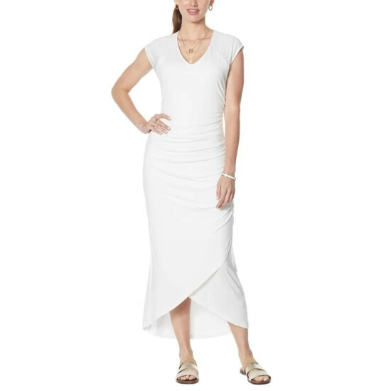 Best reviews of โค๏ธ Colleen Lopez Collection Colleen Lopez Shirred Maxi ๐ Dress Green Palm ๐งจ - Image 8