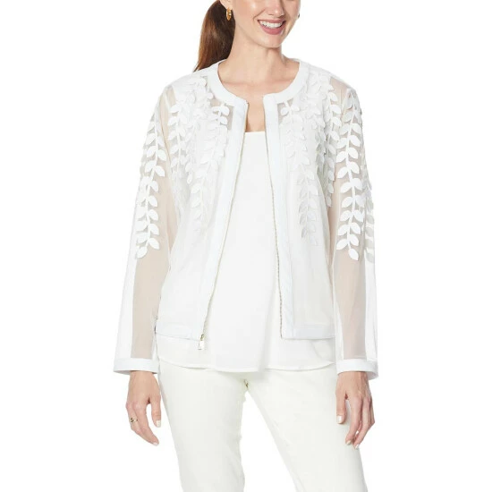 Promo 🔔 Colleen Lopez Collection Colleen Lopez Faux Leather Leaf And Mesh Jacket Bright Fuchsia 🛒