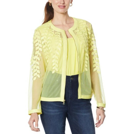 Promo 🔔 Colleen Lopez Collection Colleen Lopez Faux Leather Leaf And Mesh Jacket Bright Fuchsia 🛒 - Image 7