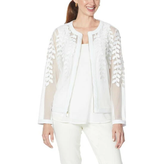 Promo 🔔 Colleen Lopez Collection Colleen Lopez Faux Leather Leaf And Mesh Jacket Bright Fuchsia 🛒 - Image 10