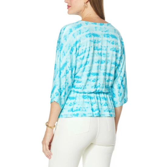 Budget β¨ Colleen Lopez Collection Colleen Lopez Striped Tie Dye Peplum Top Blue Stripe π - Image 2