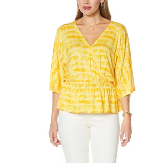 Budget β¨ Colleen Lopez Collection Colleen Lopez Striped Tie Dye Peplum Top Blue Stripe π - Image 5