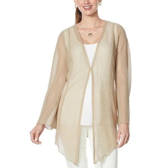 Cheapest ✨ Colleen Lopez Collection Colleen Lopez Long-Sleeve Raschel Lace Cardigan Blue Tint ✨ - Image 8