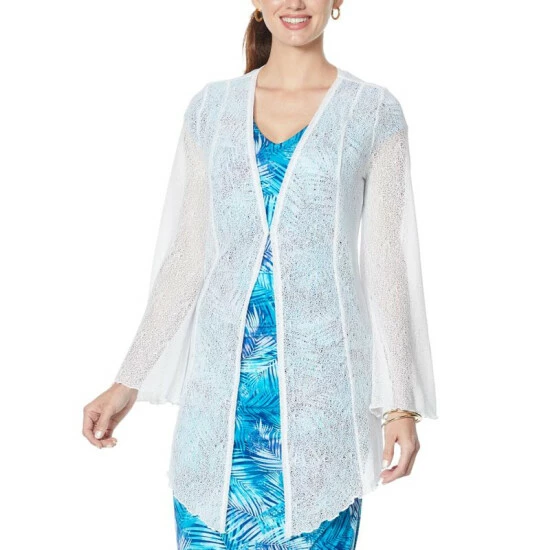 Cheapest ✨ Colleen Lopez Collection Colleen Lopez Long-Sleeve Raschel Lace Cardigan Blue Tint ✨ - Image 10