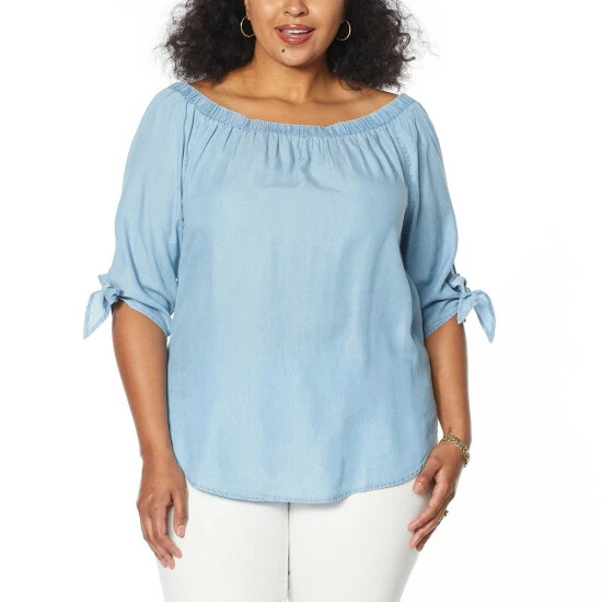 New ๐ Colleen Lopez Collection Colleen Lopez Off-the-Shoulder Top With Tie Sleeves Light ๐ - Image 2