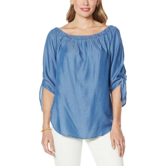 New ๐ Colleen Lopez Collection Colleen Lopez Off-the-Shoulder Top With Tie Sleeves Light ๐ - Image 4
