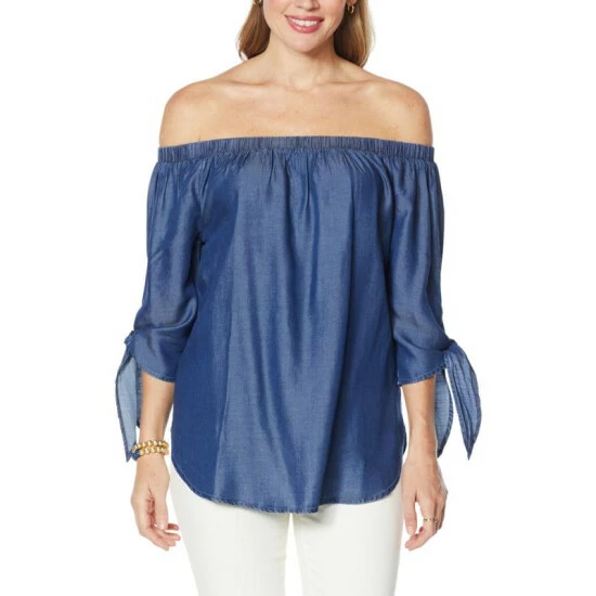 New ๐ Colleen Lopez Collection Colleen Lopez Off-the-Shoulder Top With Tie Sleeves Light ๐ - Image 5