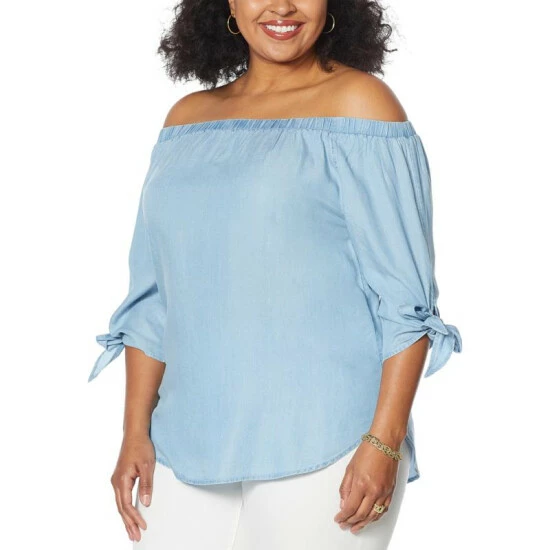New ๐ Colleen Lopez Collection Colleen Lopez Off-the-Shoulder Top With Tie Sleeves Light ๐ - Image 6
