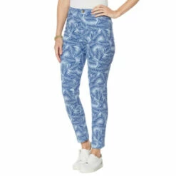 New 🌟 Colleen Lopez Collection Colleen Lopez Printed Twill Skinny Jean Chambray Palm ✔️